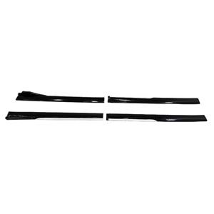 Universal Race Style Side Skirt With Flaps Piano Black ABS / White