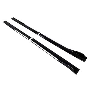Universal Race Style Side Skirt With Flaps Piano Black ABS / White