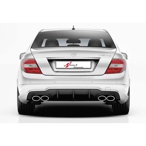 W204 AMG Rear Diffuser Piano Black Left + Right Dual Dual Vacuum Plastic / 2011-2014