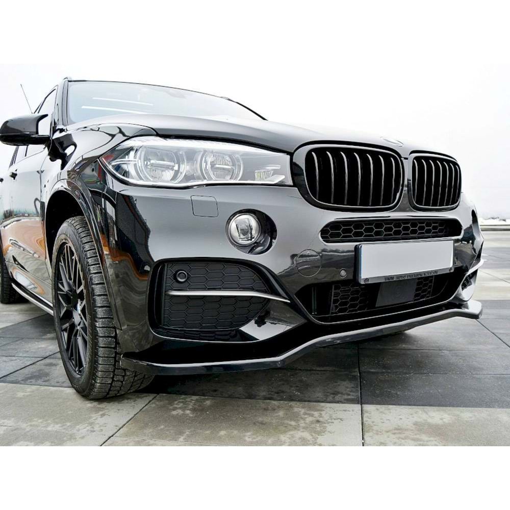 X5 F15 Max V1 Front Lip Piano Black Vacuum Plastic / 2013-2018
