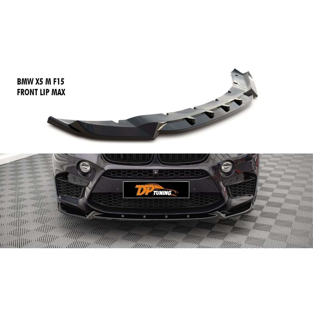 X5 M F85 - X6 M F86 Max V1 Front Lip Piano Black Vacuum Plastic / 2013-2018