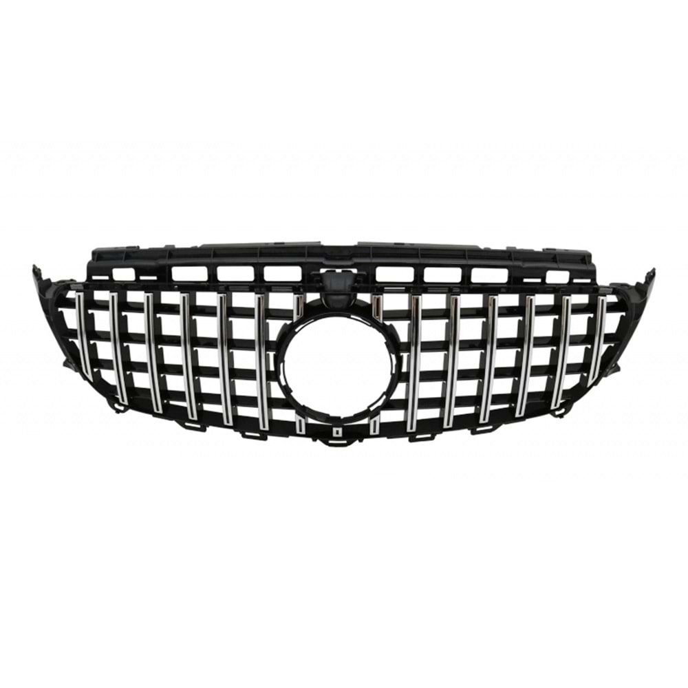 W213 GTR Front Grille With Camera Slot ABS / 2017-2019 (Chrome Line + Piano Black)