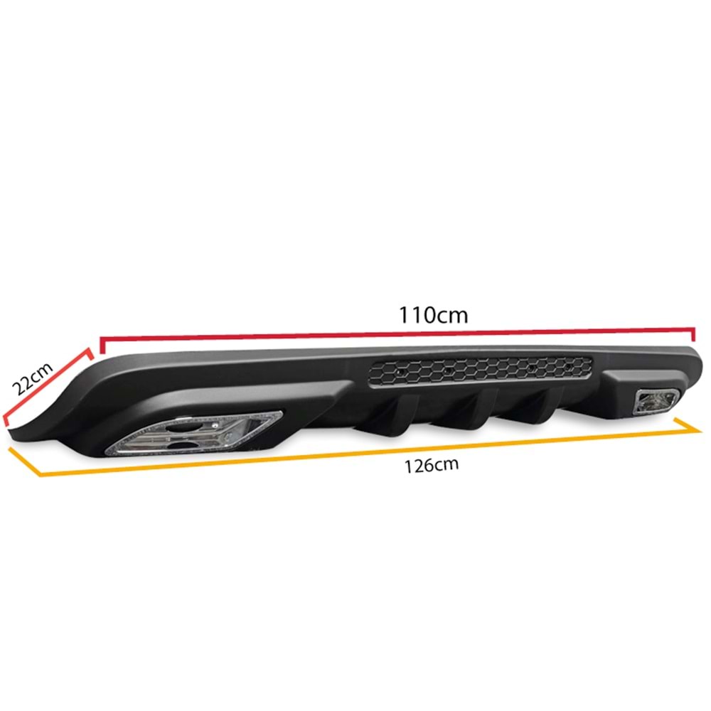 Universal Sport A2 Style Rear Diffuser ABS / (Matte Black - Square Exhaust Tips)