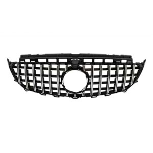 W213 GTR Front Grille With Camera Slot ABS / 2017-2019 (Chrome Line + Piano Black)