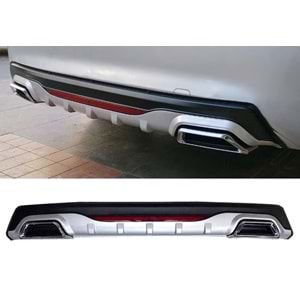 Universal AMG Plus G Style Rear Diffuser ABS / (Grey + Matte Black - Square Exhaust Tips)